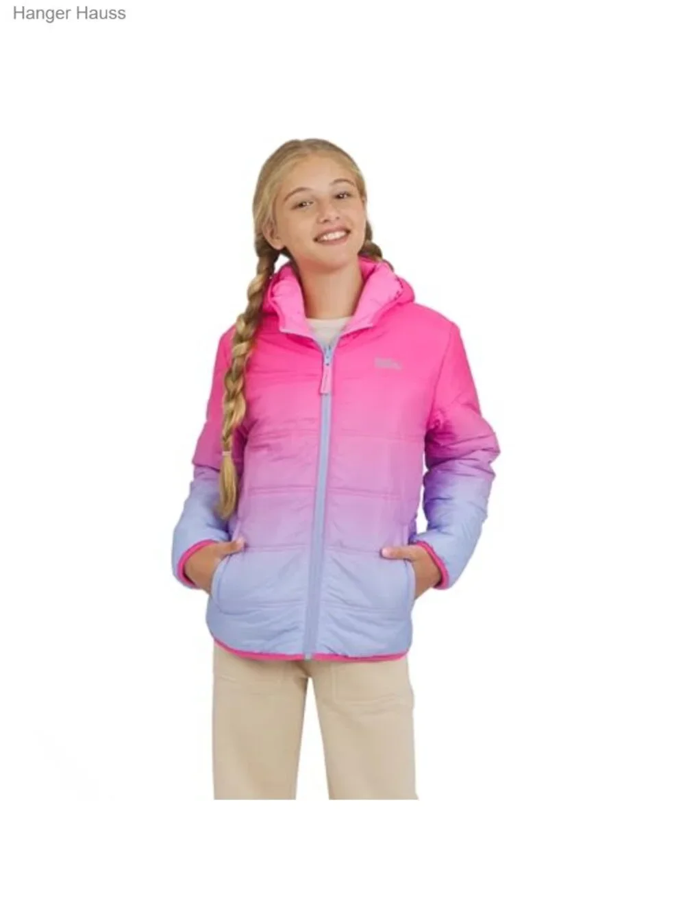 Girls Reversible Faux Fur Lined Puffer Jacket Insulated Winter Coat